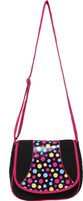 

Anekaant Women Casual Black, Pink Cotton, PU Sling Bag