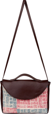 

Rajrang Women Casual Brown, White Cotton Sling Bag