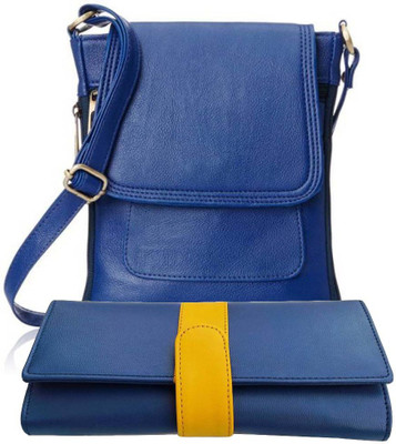 Anas Boys & Girls Casual Blue, Yellow PU Sling Bag
