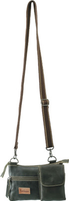 

Anekaant Women Casual Khaki Genuine Leather Sling Bag