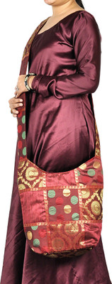 

Lal Haveli Women Casual Maroon Silk Sling Bag