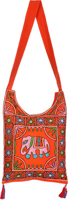 

Rajrang Women Casual Orange Cotton Sling Bag