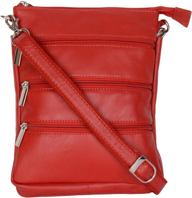 

Blu Whale Men & Women Casual Red Genuine Leather Sling Bag
