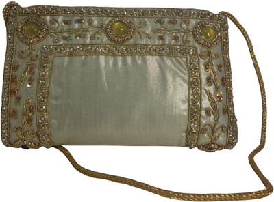 

Avinash Handicrafts Men Evening/Party Gold Linen Sling Bag