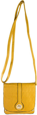 

Heels & Handles Women Casual Yellow Leatherette Sling Bag