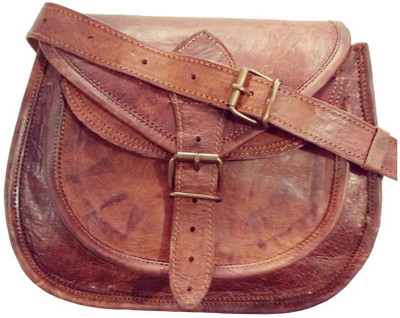 

CRAFAT Girls Casual Brown Genuine Leather Sling Bag