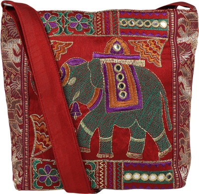 

Fashiondrobe Girls Casual Red Canvas, Cotton, Silk Sling Bag