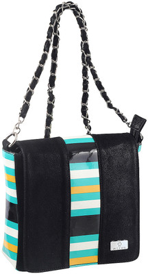 

Metro Girls Evening/Party Black Genuine Leather Sling Bag