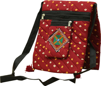 

SAANKHYA Girls Casual Maroon Cotton Sling Bag
