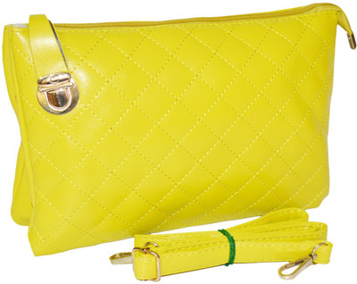 

Quick Fashion Women Evening/Party Yellow PU Sling Bag