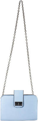 Heels & Handles Women Evening/Party Blue Leatherette Sling Bag