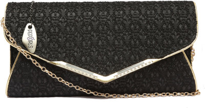 

Pepgirls Women Evening/Party Black Brocade Sling Bag