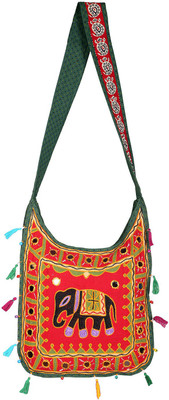 

Rajrang Women Casual Green Cotton Sling Bag