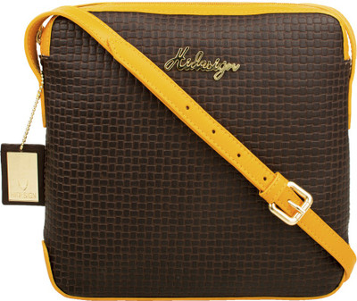 

Hidesign Women Formal Brown, Yellow Genuine Leather Sling Bag