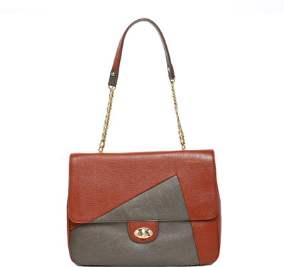 Da Milano Women Casual Tan Genuine Leather Hand-held Bag