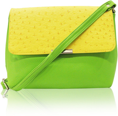 green leatherette sling bag