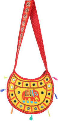 

Rajrang Women Casual Yellow, Red Cotton Sling Bag, Red;yellow