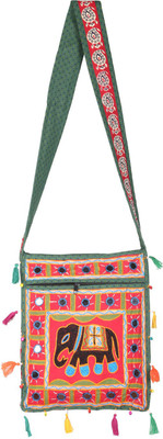 

Rajrang Women Casual Green Cotton Sling Bag