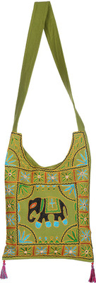 

Rajrang Women Casual Green Cotton Sling Bag