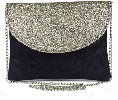 

Glitter Glory Women Evening/Party Black Leatherette Sling Bag
