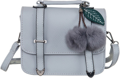 

Peaubella Girls Casual Grey Leatherette Sling Bag