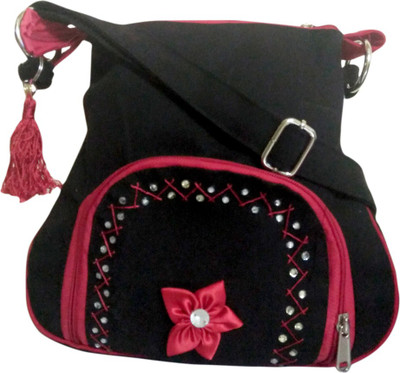 

Fly Angels Women Casual Black Canvas Sling Bag