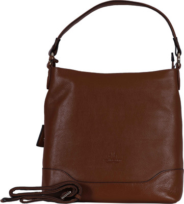 POURCHET Women Casual Brown Genuine Leather Hobo
