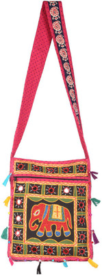 

Rajrang Women Casual Black Cotton Sling Bag