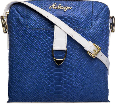 

Hidesign Women Formal Blue, White Genuine Leather Sling Bag
