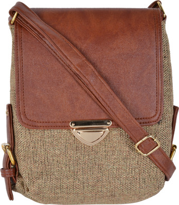 

Kleio Women Casual Brown Jute Sling Bag