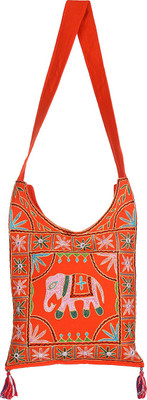 

Rajrang Women Casual Orange Cotton Sling Bag