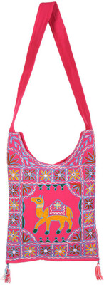 

Rajrang Women Casual Pink, Brown Cotton Sling Bag, Brown;pink