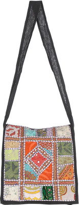 Rajrang Women Casual Black Cotton Sling Bag