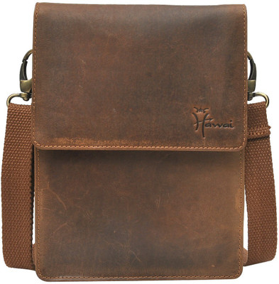 

Hawai Men Casual Tan Genuine Leather Sling Bag