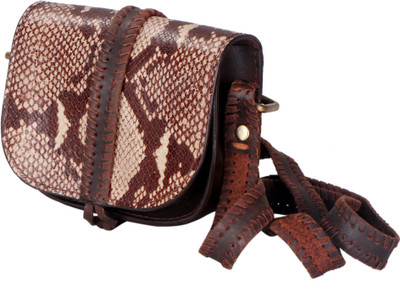 Romari Women Casual Brown Genuine Leather Sling Bag