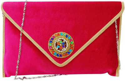 

Estoss Women Casual Pink Velvet, Silk Sling Bag