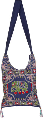 

Rajrang Women Casual Blue Cotton Sling Bag