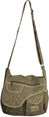 Ludan Men Casual Brown Canvas Sling Bag