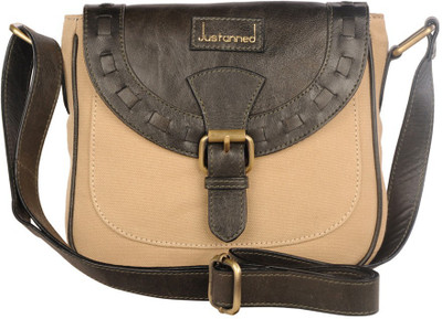 

Justanned Men Casual Beige Genuine Leather Messenger Bag
