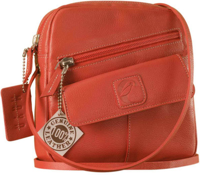 eZeeBags Women Casual Pink Genuine Leather Sling Bag