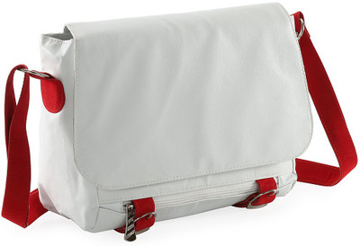 

Goodwill Leather Art Women Casual White, Red PU Sling Bag, Red;white