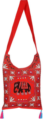 

Rajrang Women Casual Orange, Black Cotton Sling Bag, Black;orange