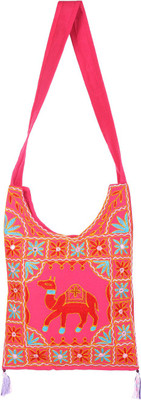 

Rajrang Women Casual Pink, Red Cotton Sling Bag