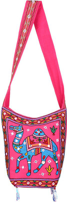 

Rajrang Women Casual Blue, Pink, Orange Cotton Sling Bag, Blue;orange;pink
