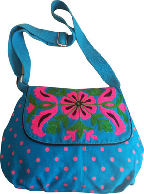 

Fly Angels Women Casual Blue Canvas Sling Bag