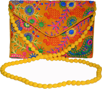 

Vedic Deals Women Evening/Party Yellow Canvas Sling Bag