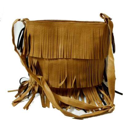 

Rapidcostore Girls Casual Beige Leatherette Sling Bag