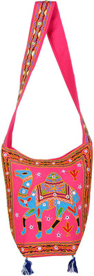 

Rajrang Women Casual Pink, Blue Cotton Sling Bag, Blue;pink