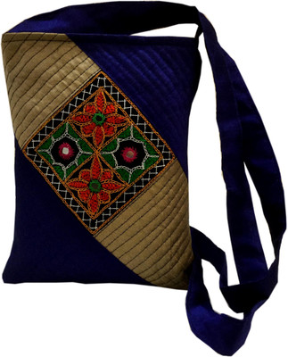 

Minky's Decor Girls Casual Blue, Beige Polyester, Silk, Cotton Sling Bag, Beige;blue