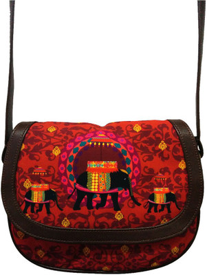 

The Elephant Company Women Casual Red PU Sling Bag